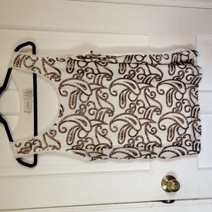 Chico's White Tank with Gold Sequined Paisley XL